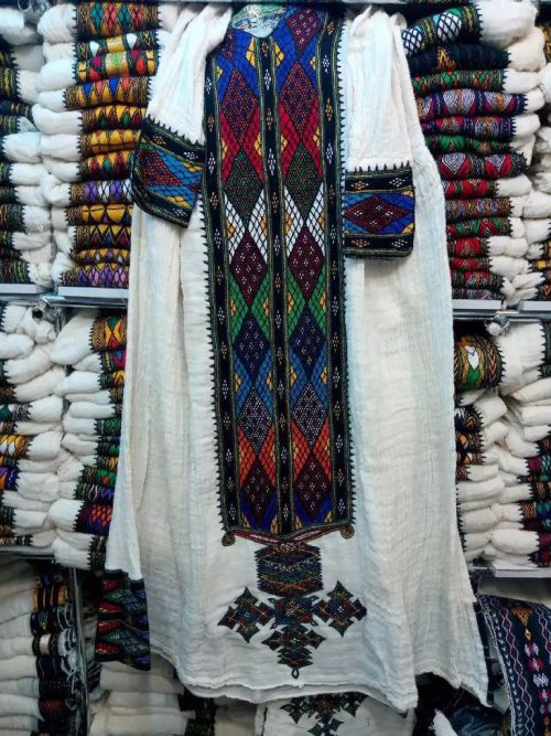 Habesha Kemis in Elegant Blue, Black,White or Dark Gray